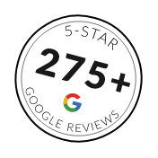 Over 275 5 star reviews on Google badge